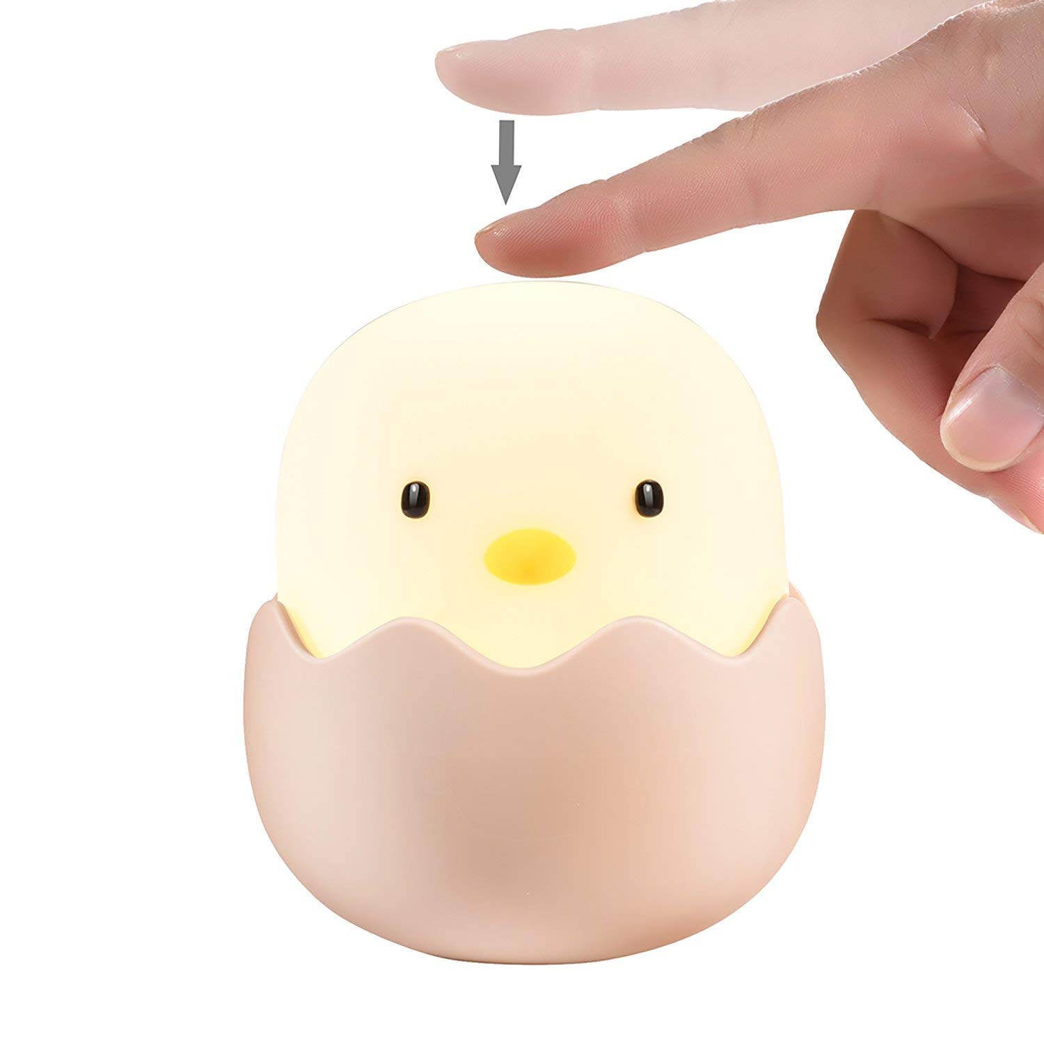 Kids Night Light,Baby Night Light， Cute Creative Egg Shell Night Light, Rechargeable Egg Shell Chick Shape Top Control Lamp for Girl Lady Kid Baby Bedroom and Nursery (Warm light)