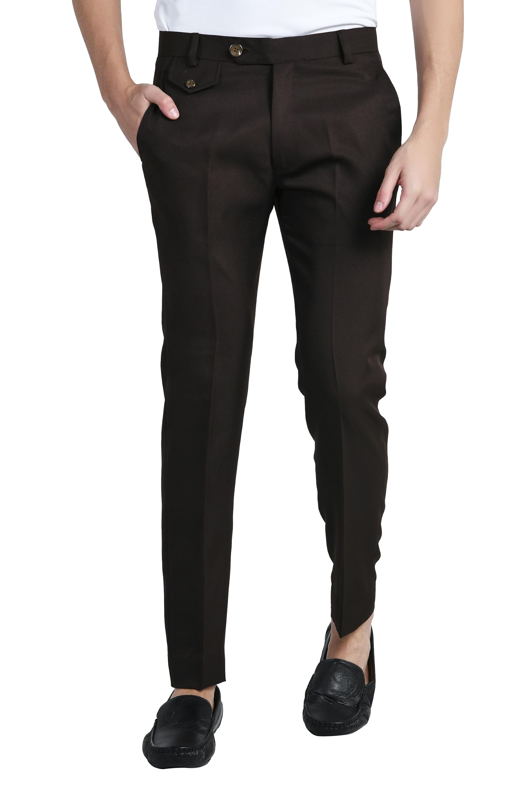 Men's Formal Slim Fit Trousers | Premium Poly Viscose Blend Office Wear Flat Front Pants | Wrinkle Resistant Business Casual Pants | Length 41 Inches.-picture-26