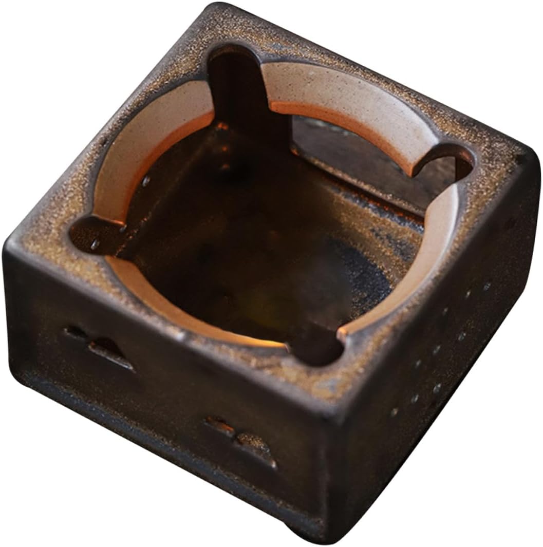 Generic Ceramic Teapot Warmer with Ventilation Retro Rust Design Heating Tool for Home Use Without Candle