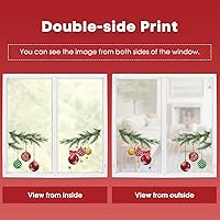 Vista 6 de Horaldaily 221 calcomanías de Navidad para ventana, bolas de Navidad, ramas de nieve para el hogar, suministros de fiesta, tienda, ventana