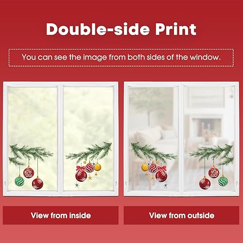 Miniatura 6 de Horaldaily 221 calcomanías de Navidad para ventana, bolas de Navidad, ramas de nieve para el hogar, suministros de fiesta, tienda, ventana,