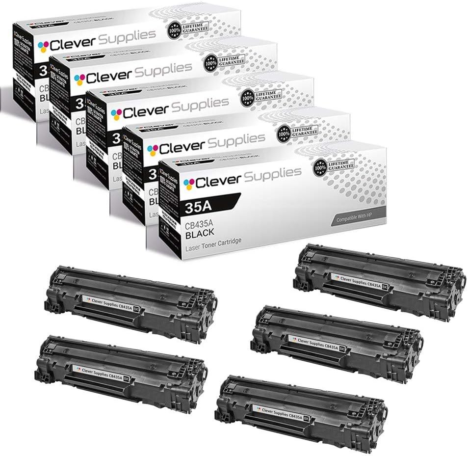 CS Replacement Toner Cartridge Compatible with HP CB435A Black P1002 P1002W P1003 P1004 P1005 P1006 P1009 7500 Page Yield 5 Pack