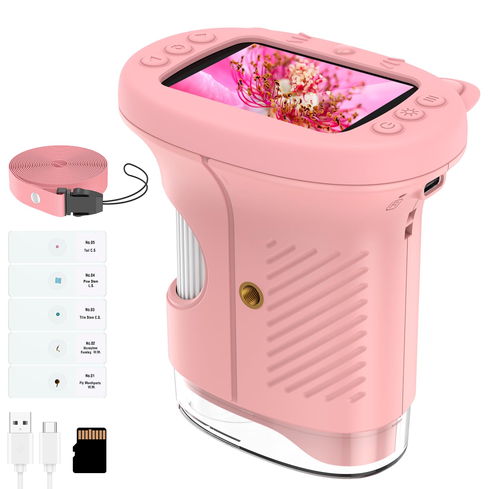 BEBANG - Microscopio digital de mano para niños con visualización 4K de 2.4 pulgadas, miniscopio de bolsillo recargable, lupa portátil para joyería de monedas, kit de ciencia Edu, juguete STEM regalo