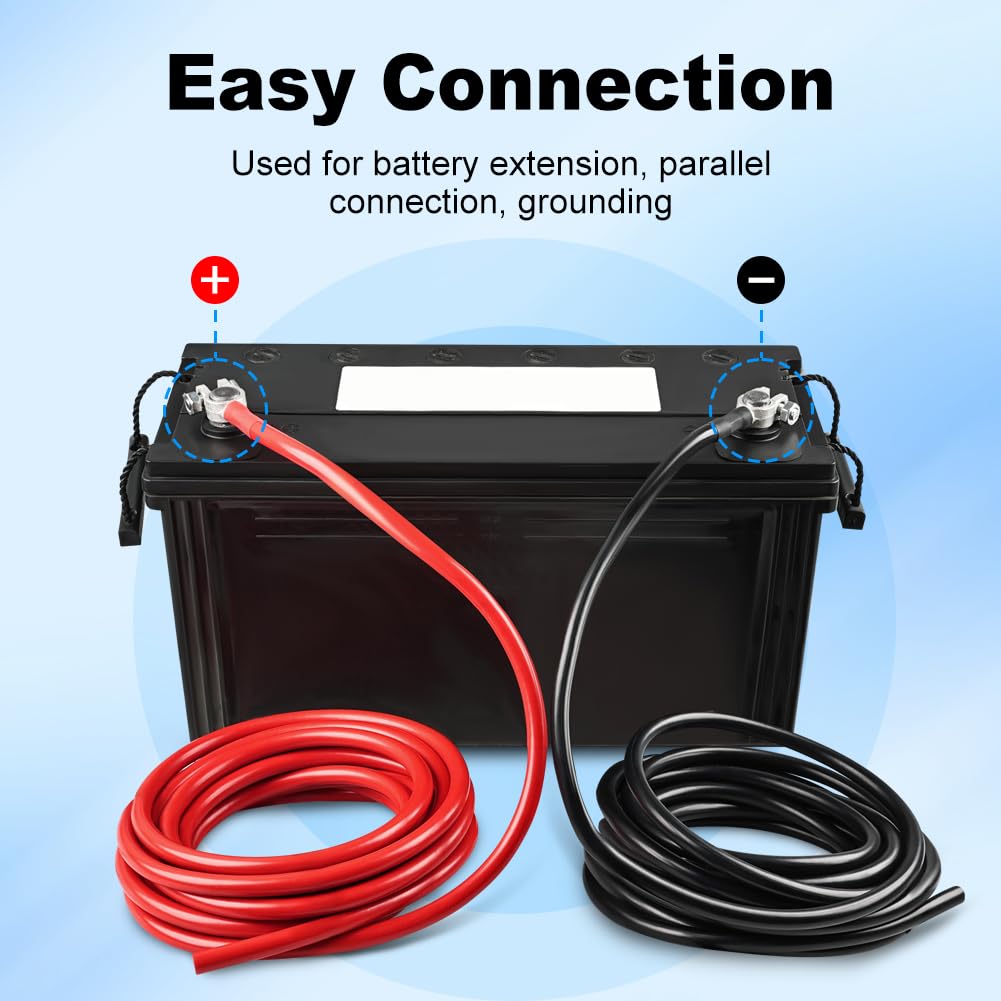 WATERWICH 4 Gauge 4 AWG 20FT Black + 20FT Red Battery Cable Marine Wire Welding Cables for Boat Battery Solar Car Audio Speaker