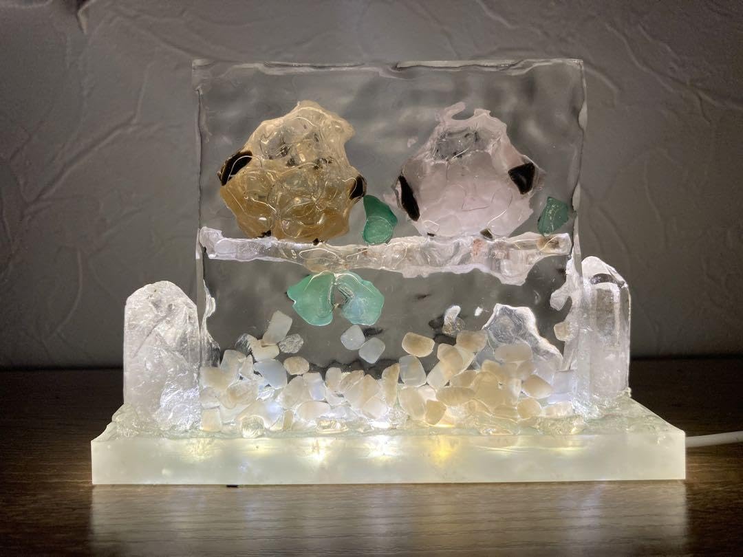 天然石シマエナガクリスマスツリー常夜灯