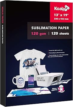 Koala Sublimation Paper 13x19 Inch 120gsm 120 Sheets, Apply for personalize Tumbler, Light Colored T-shirts and Other Sublimation Blanks, ONLY Compatible with Sublimation Ink