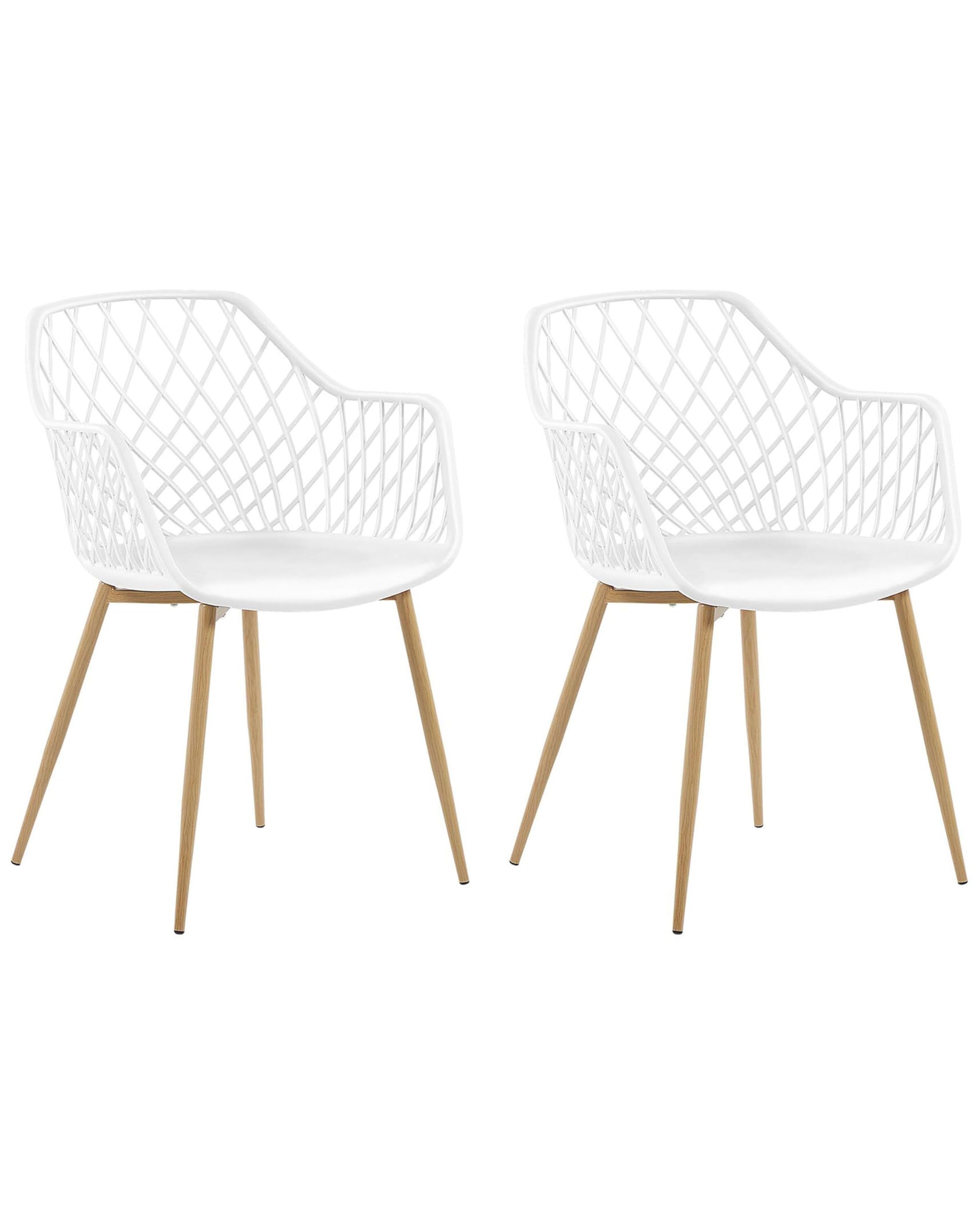Conjunto de 2 sillas de comedor blanco madera clara sintético respaldo red Nashua