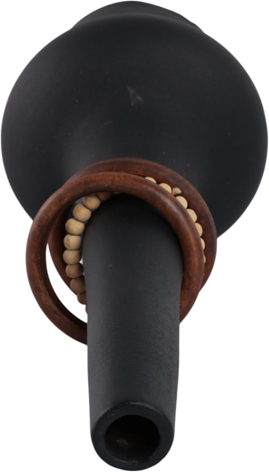 Large Decorative Vase with Wood Beads for Living Room Decor - Tall Flower Vase for Home Centerpiece, Bedroom Vanity, and Kitchen Counter - Accent Display for Office Tabletop - 21", Black & Brown