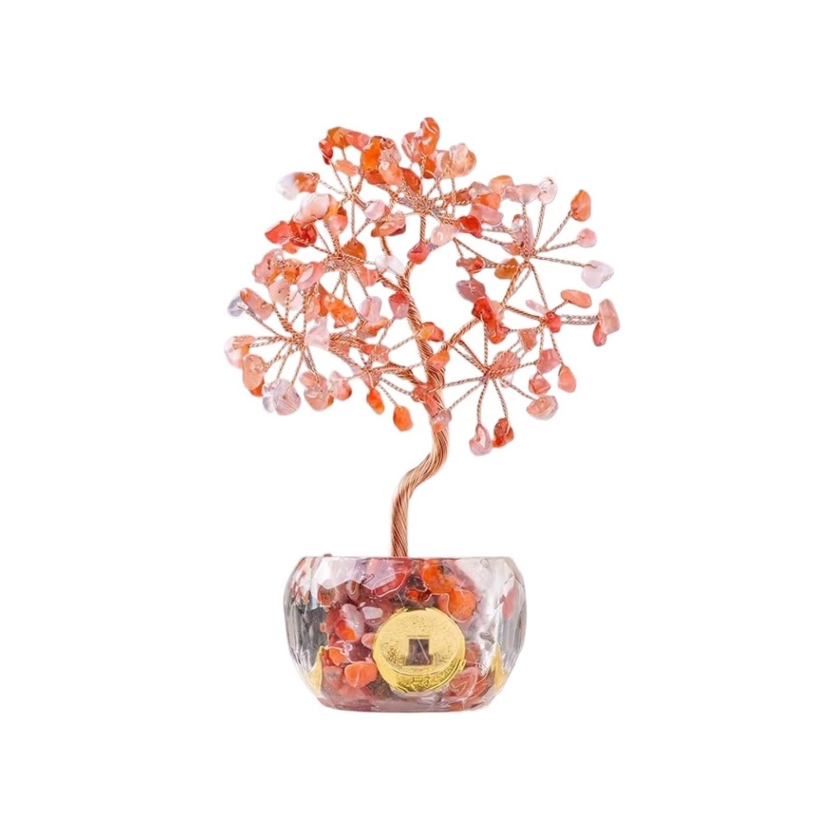 crystal tree， Crystal Tree Crystals Trees With Gemstone Stone For Home Office Good Luck Decor Fengshui Decorations(Rosso)