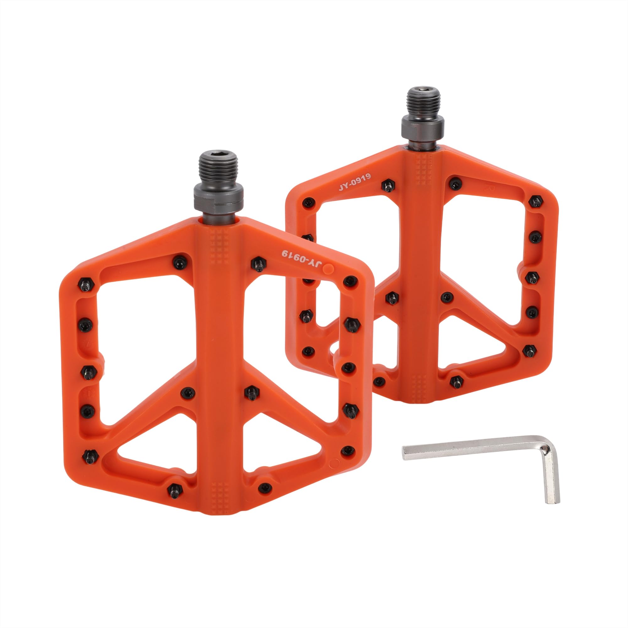 Partuto Bicycle Pedal Nylon Universal Bike Flat Pedal without Reflective Strips Orange Fit 14mm Axles Non-Slip Bicycle Pedal for BMX MTB Road Bikes 1 Pair