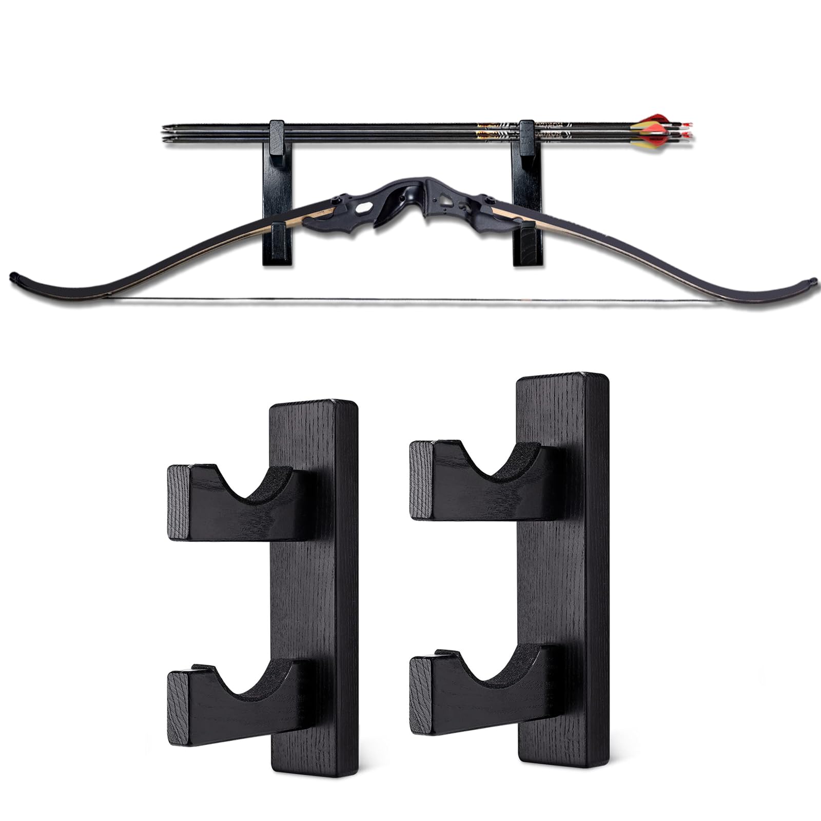Bogenständer Wandmontage Holz, Bogenaufhänger, Bogenständer Wandmontage, Bogen-Organizer Holz, Universalbogen-Halter, Bogenzubehör Bogen Langbogen Shop-Display Bogen - Nicht Bogen (Zwei Ebenen)