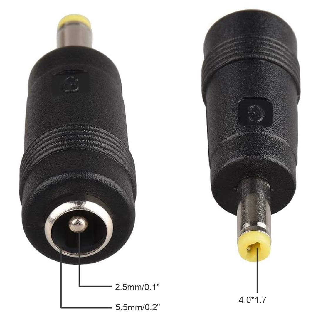 Conector De Corriente DC 5.5mmx2.1mm Hembra A 4.0x1.7mm Macho - Pack De 3 Unidades - Negro