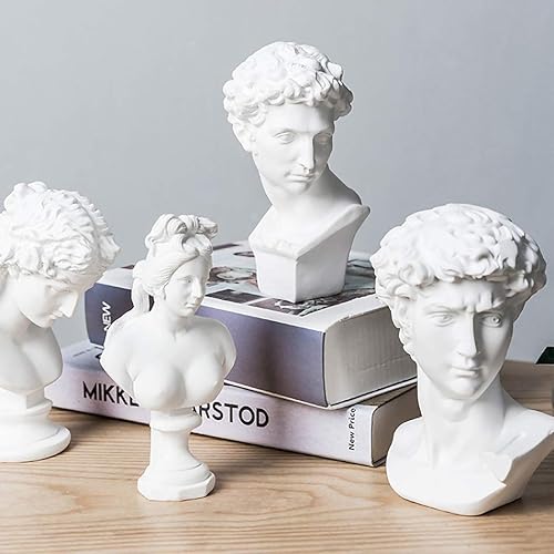 Miniatura 4 de Estatua de busto de yeso de 5.9 a 7.48 pulgadas, escultura de Michelangelo, David Venus Apolo, para decoración del hogar, arte, aficionado, Voltaire