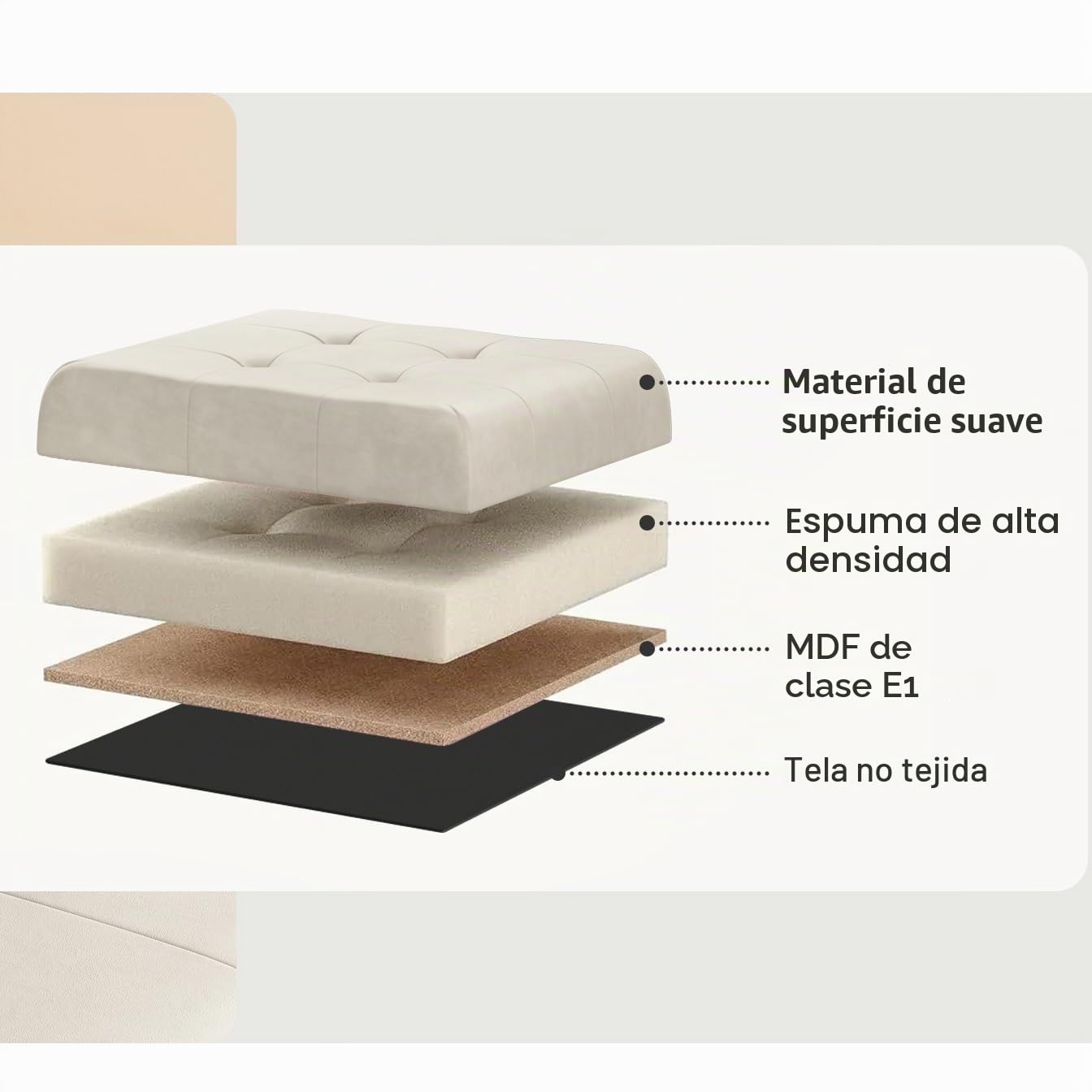 WOLTU Juego de 2 Taburetes con Almacenamiento Plegable, Asiento de Lino Acolchado, Tapa Extraíble 37.5x37.5x38CM (LxWxH), Beige
