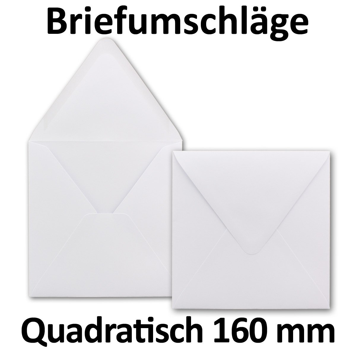 Envelopes Square White 160 x 160 mm - High Naßklebung 75 Stück brilliant white, Bright white, 75 pieces - Image 3