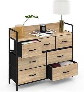IDMarket - Commode 7 tiroirs en Tissu Utah 100 cm Meuble de Rangement Design Industriel