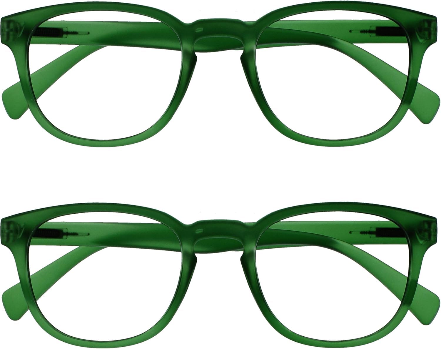 OPULIZE Pop Pack 2 Rétro Rond Vert Mousse Lisse Hommes Femmes Lunettes De Lecture Charnières Ressort RR2-6 +1,00