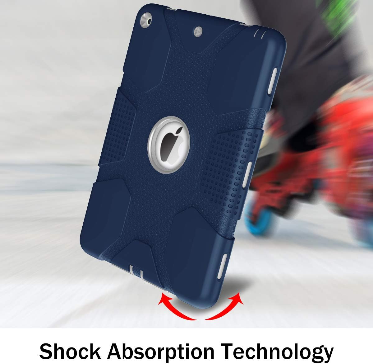 Hocase iPad 5th/6th Generation Case, iPad 9.7 2017/2018 Case, Shockproof Heavy Duty Soft Rubber Bumper+Hard Plastic Hybrid Protective Case for iPad A1822/A1823/A1893/A1954 - Navy Blue/Gray