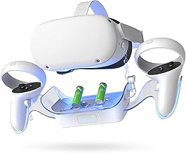 Charging Dock Compatible for Oculus Quest 2, Charging Station for VR Headset with 2 Rechargeable Batteries and Magnetic Covers, Compatible with Oculus Quest 2 Accessories