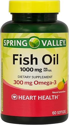 Omega 3 1000 mg, sabor a limón, 60 cápsulas blandas, apoyo proactivo del aceite de pescado para el corazón en general y salud cerebral, suplemento