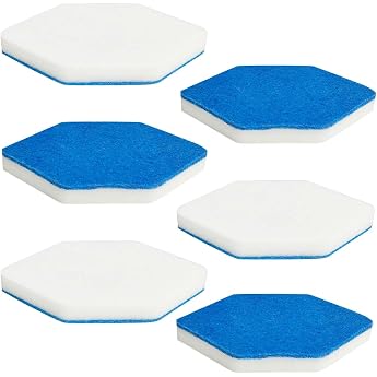 Pack of 6 Bath and Tub Mop Refills Replacement Hexagonal Shape Compatible with Vileda Bath Magic Bath Multi-Surface Sponge for Bathroom Cleaning Blue and White