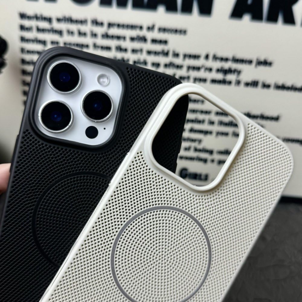 Etui magnetyczne z siateczki rozpraszającej ciepło do iPhone'a 16 15 14 Plus 13 12 11 Pro Max, oddychające, chłodzące, różowe, do iPhone'a 16 Pro Max