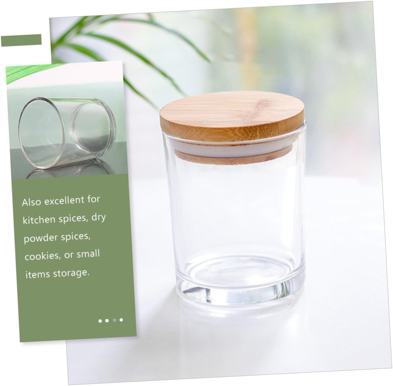 HOMSFOU 5sets Empty Glass Candle Jars Modern Lid Design Glass Candle Cups Home Desktop Decor