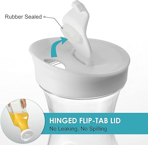 Miniatura 3 de Paquete de 8 jarras de agua grandes de plástico de 50 onzas con tapa abatible, recipientes de jugo de base cuadrada, jarra de plástico transparente,