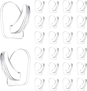24 Pieces Small Seamless Clear Adhesive Wall Hooks for Hanging, Transparent Sticky Hooks for Bathroom Bedroom Kitchen