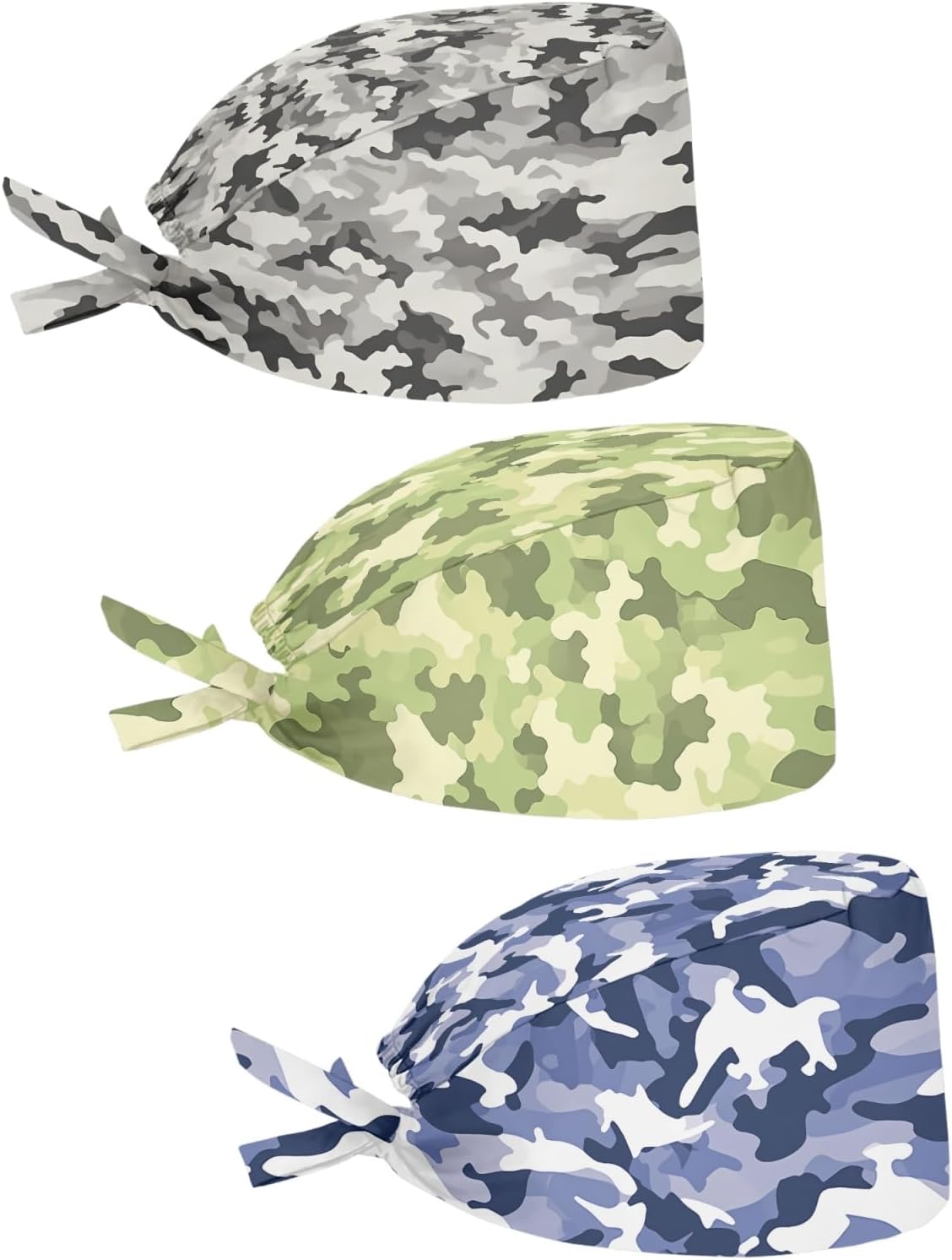 3 Pack Set Cap with Sweatband Adjustable Tie Back Hat Headgear Beanie Turban Hat