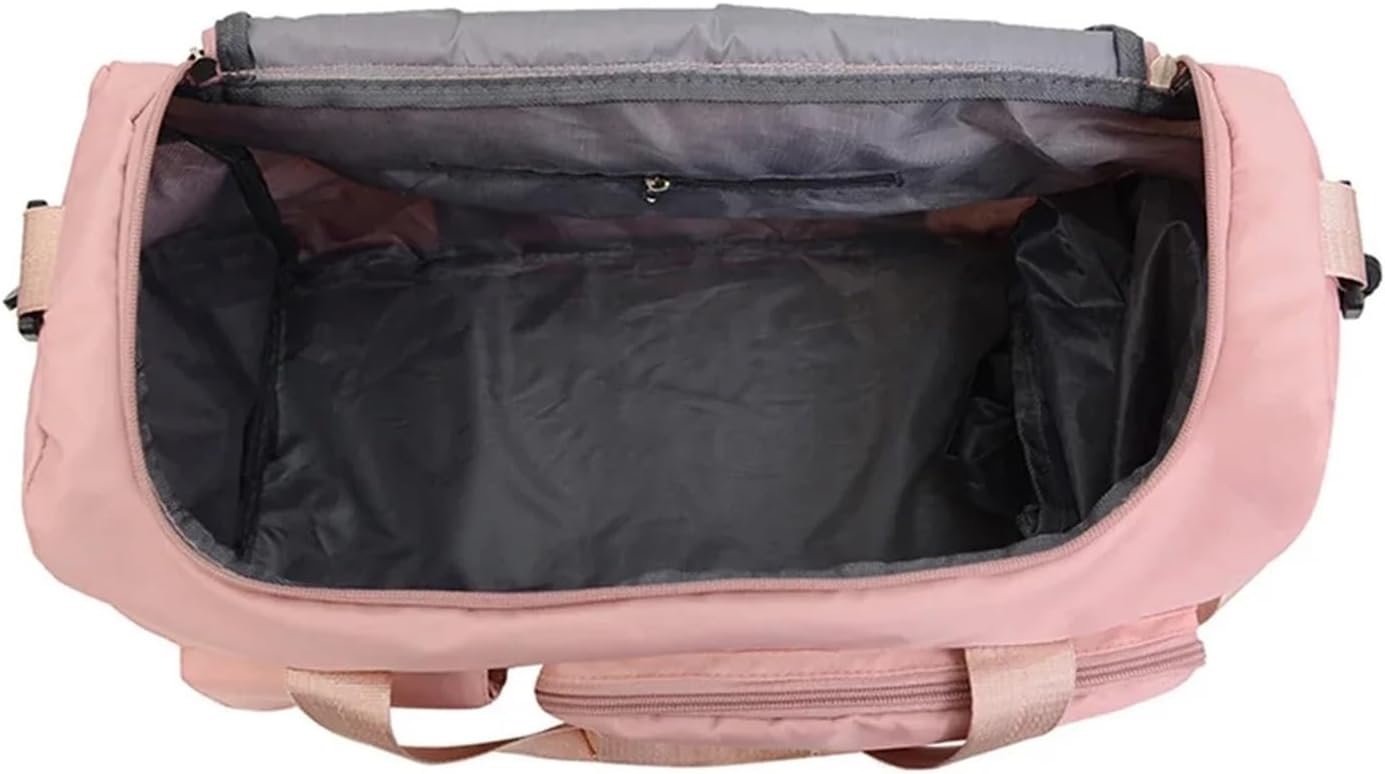 Women's Multi-Functional Travel Bag Oxford Tote With Shoe Compartment Two-Way Zipper For Gym/Outdoor Trips(Pink)