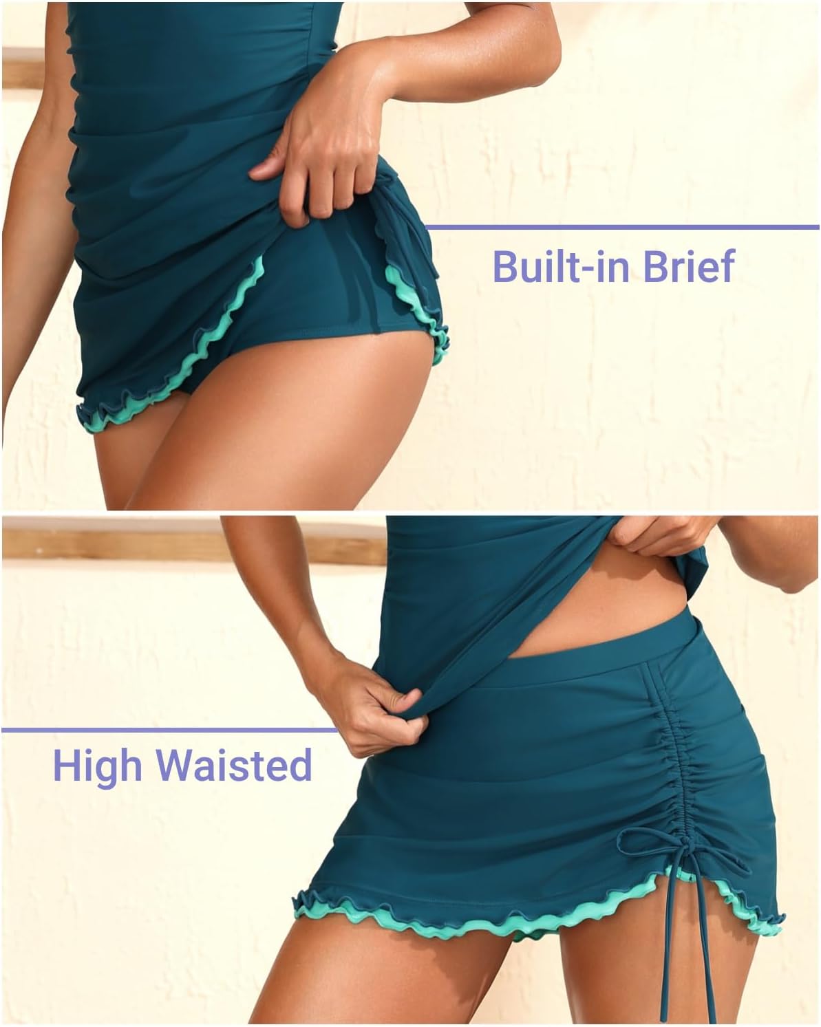 Tankini Swimsuits with Skirt Halter Two Piece Tummy Control Bathing Suit
