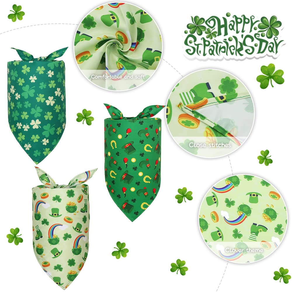 Whaline St. Patrick’s Day Hundehalstuch – 2 Stück, Kleeblatt-Design, Verstellbar, Für Mittelgroße & Große Hunde