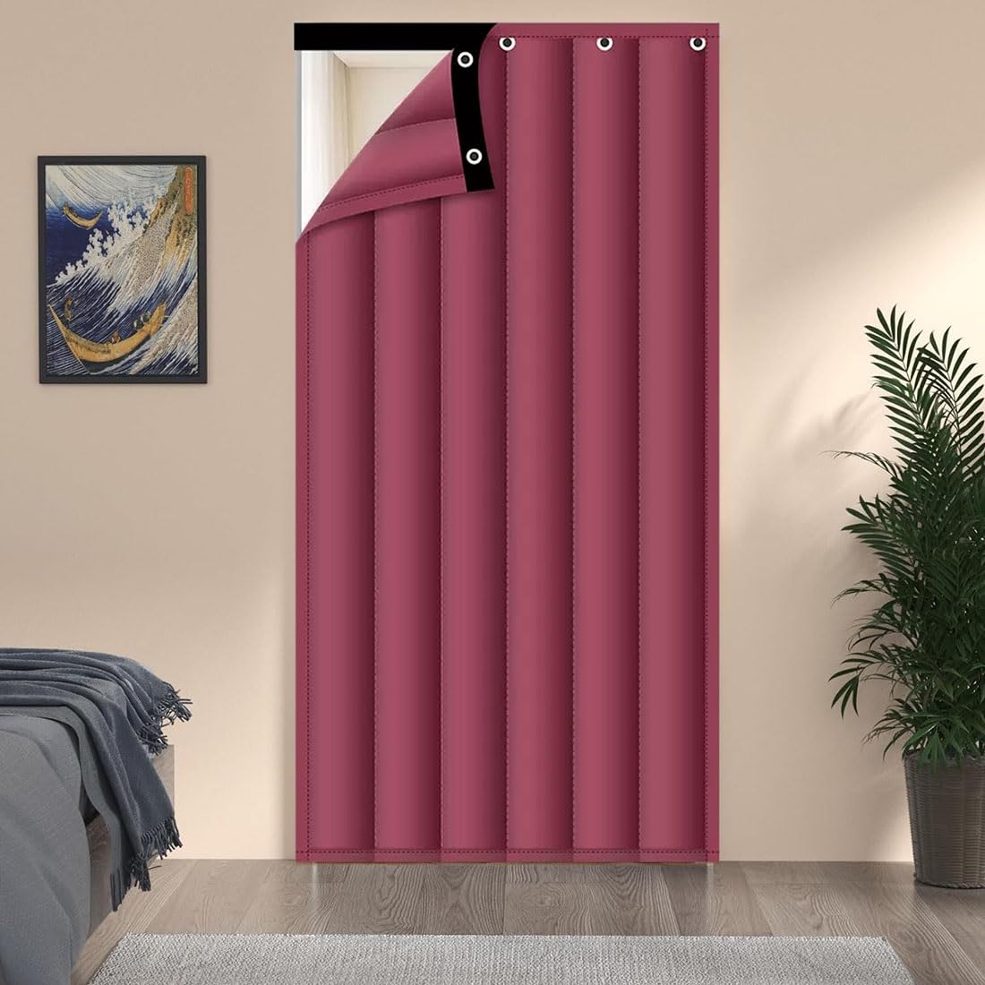 Rideau occultant thermique isolant anti froid et chaleur FATACO bordeaux 90x215