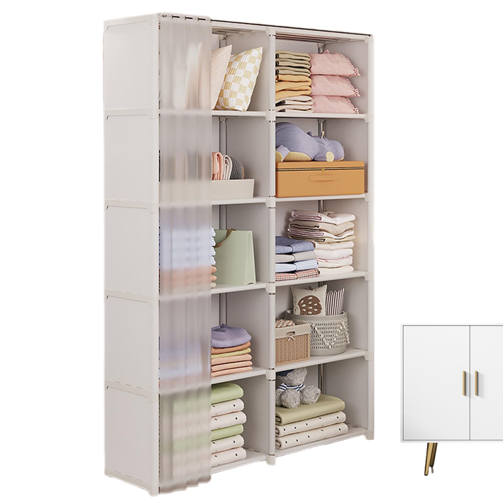 Generico Scaffali Degli Armadi In Tessuto - Armadio 'armadio Portatile | Organizzatore Di Vestiti Per La Conservazione 'armadio | Rack Per Vestiti Guardaroba | Organizzatore Di Stoccaggio 'armadio