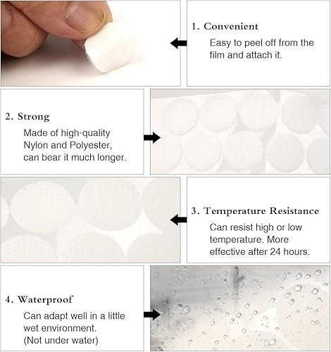 Miniatura 2 de Hompie 1600 piezas (800 pares de juegos) gancho trasero adhesivo de 0.59 pulgadas de diámetro, cintas autoadhesivas de puntos para manualidades,