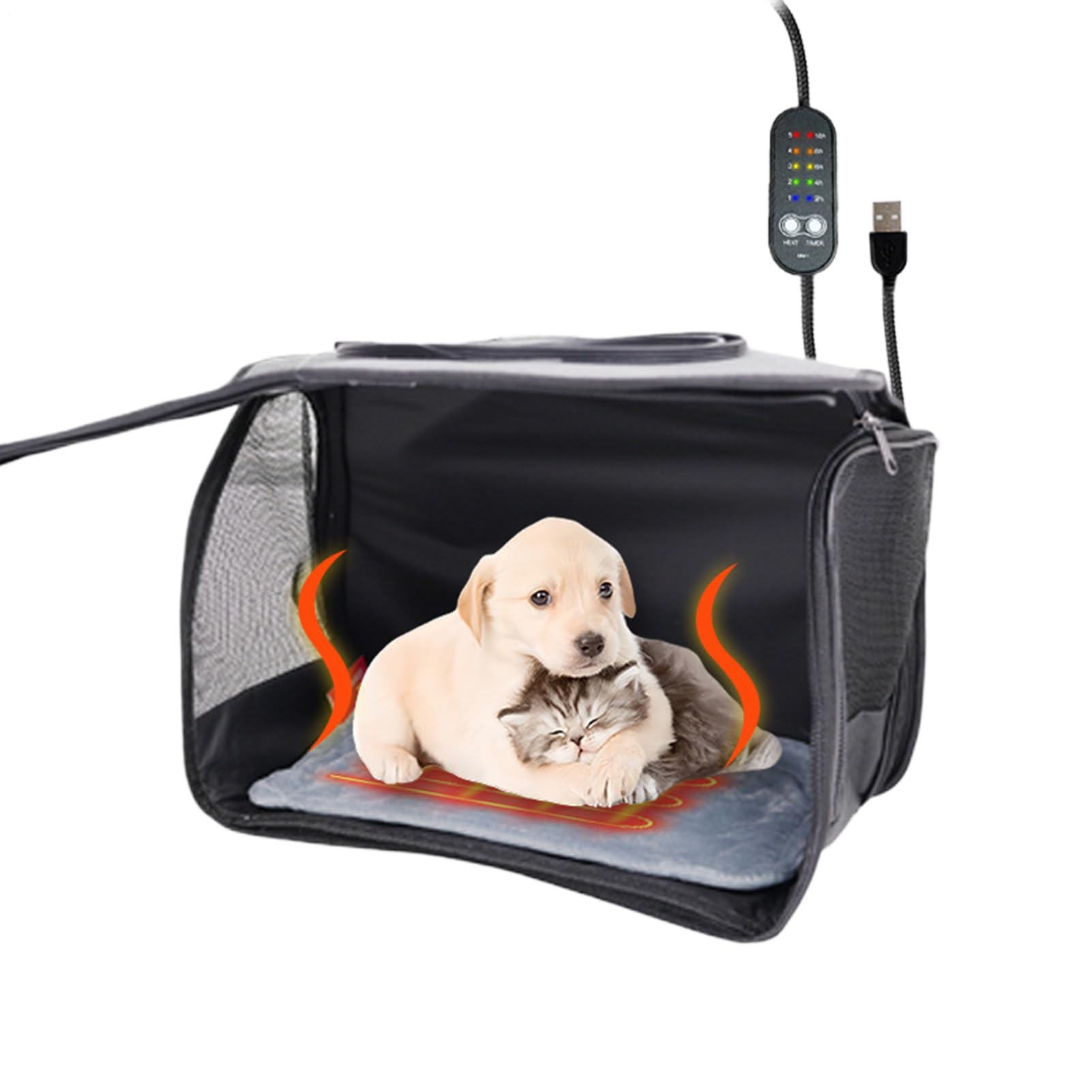 Almohadilla Calefactora para Gatos,5 Niveles De Temperatura Cojines Cálidos Para Dormir Con Temporizador Automático | Almohadillas Térmicas Para Gatos De Interior,para Apartamento Granja Garaje Jaula
