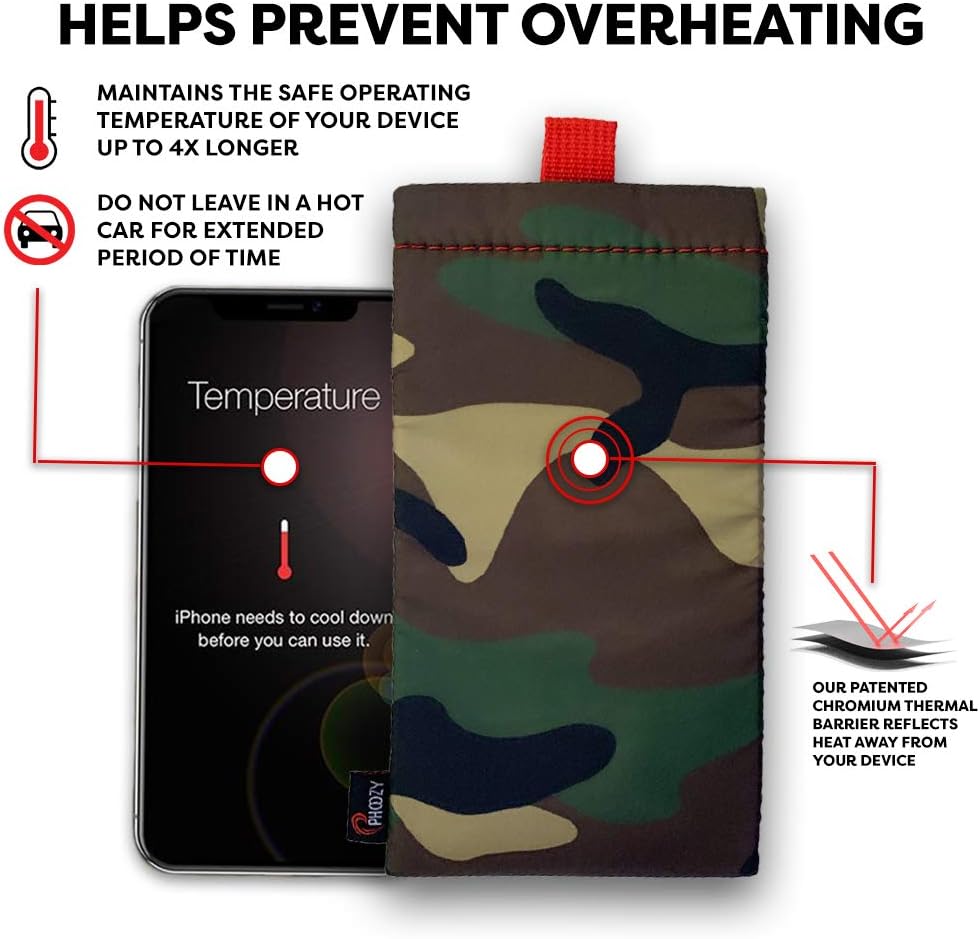 PHOOZY Apollo II Series Enhanced Thermal Phone Case - AS SEEN ON Shark Tank - Insulated Pouch Prevents Freezing, Extends Battery Life. Mountain Protection for Skiers Snowboarders (Medium - Woodland)