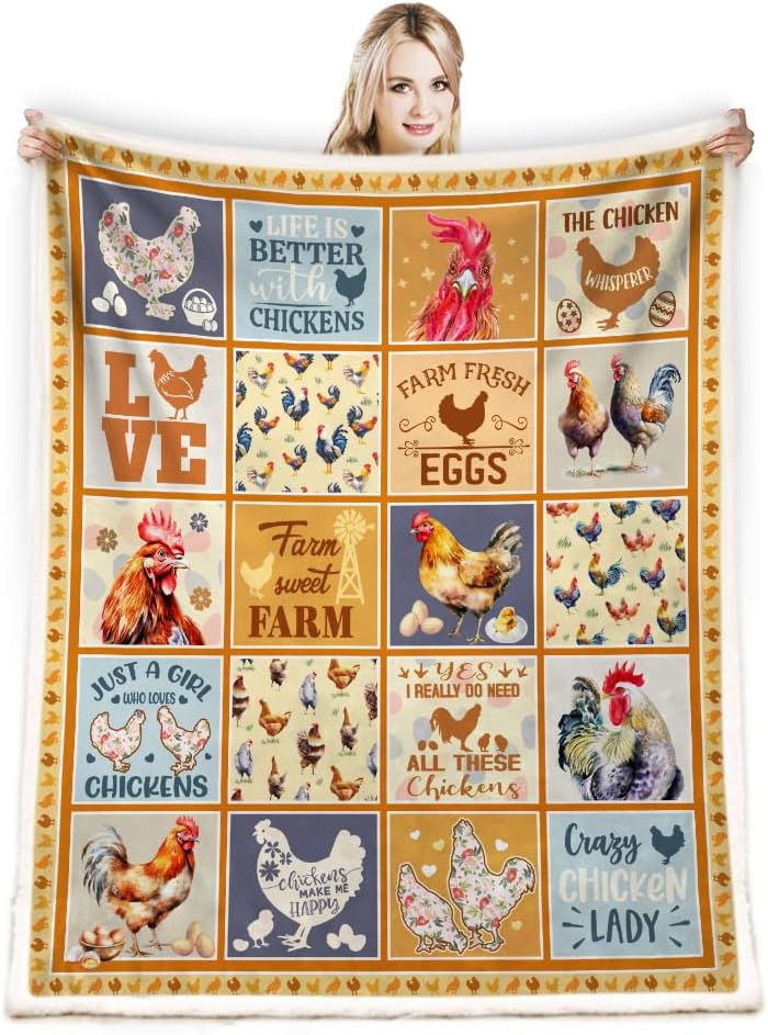 Chicken Blanket, Chicken Throw Blanket for Women Girls, Chicken Blanket Gift for for Womens, Just A Girl Who Loves Chickens Blanket, Funny Colorful Rooster Blankets for Couch Bed Sofa 60"x50" - Image 4
