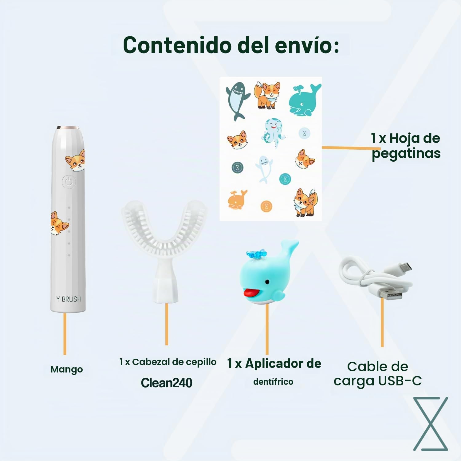 Cepillo de dientes eléctrico sónico Y-Brush Niño KidsBrush - 2 meses de autonomía