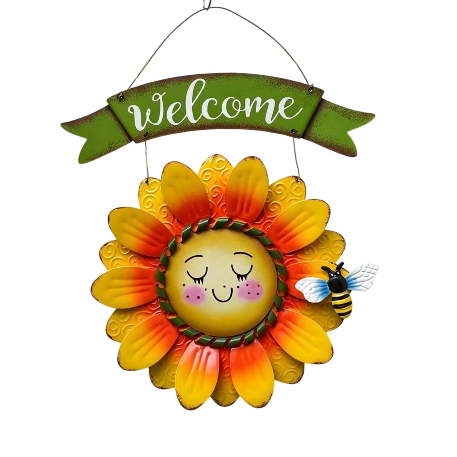 APGLSXY Sunflower Welcome Sign Metal Hanging Welcome Plaques for Front Door Decorative Doors Hanger Rustics Fall Fronts Door Wreath for Garden Porch Patio Backyard Hanger