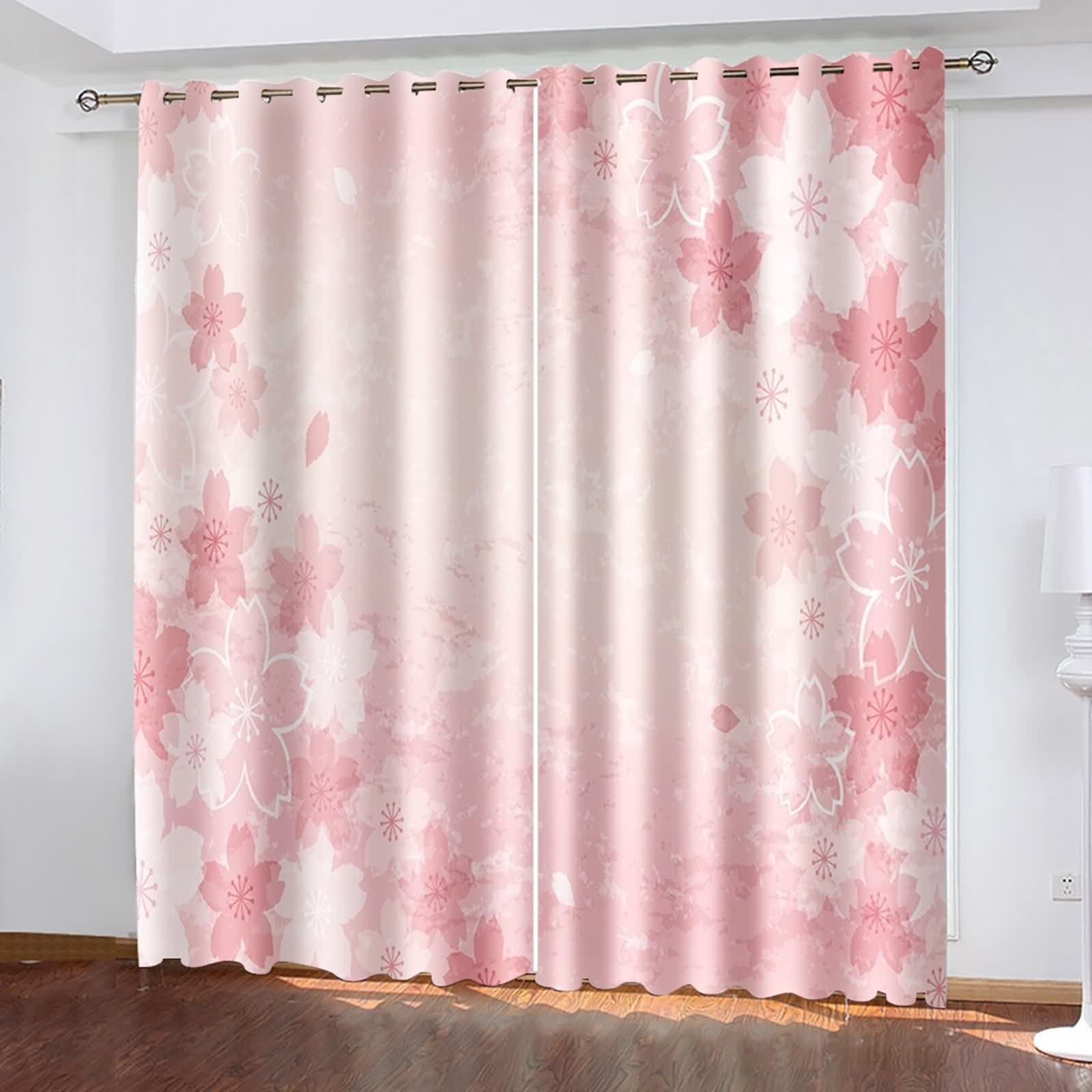 Kwiatowe zasłony zaciemniające, zasłony zaciemniające poliestrowe do kuchni sypialni 2 panele 60 szer. x 274 cm dł