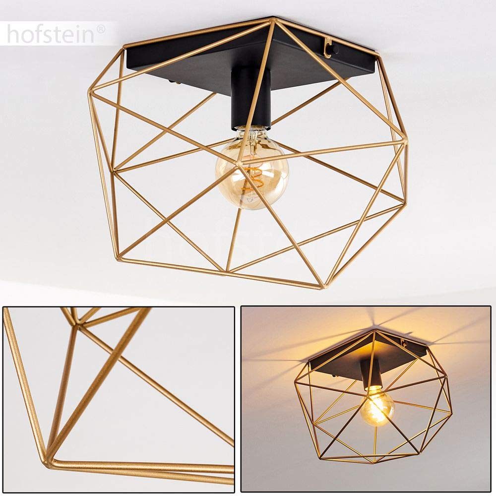 Nordslesvig Deckenleuchte Gold/Schwarz - Moderne Metall Lampe Mit Gitter-Optik & Deckenlichteffekt