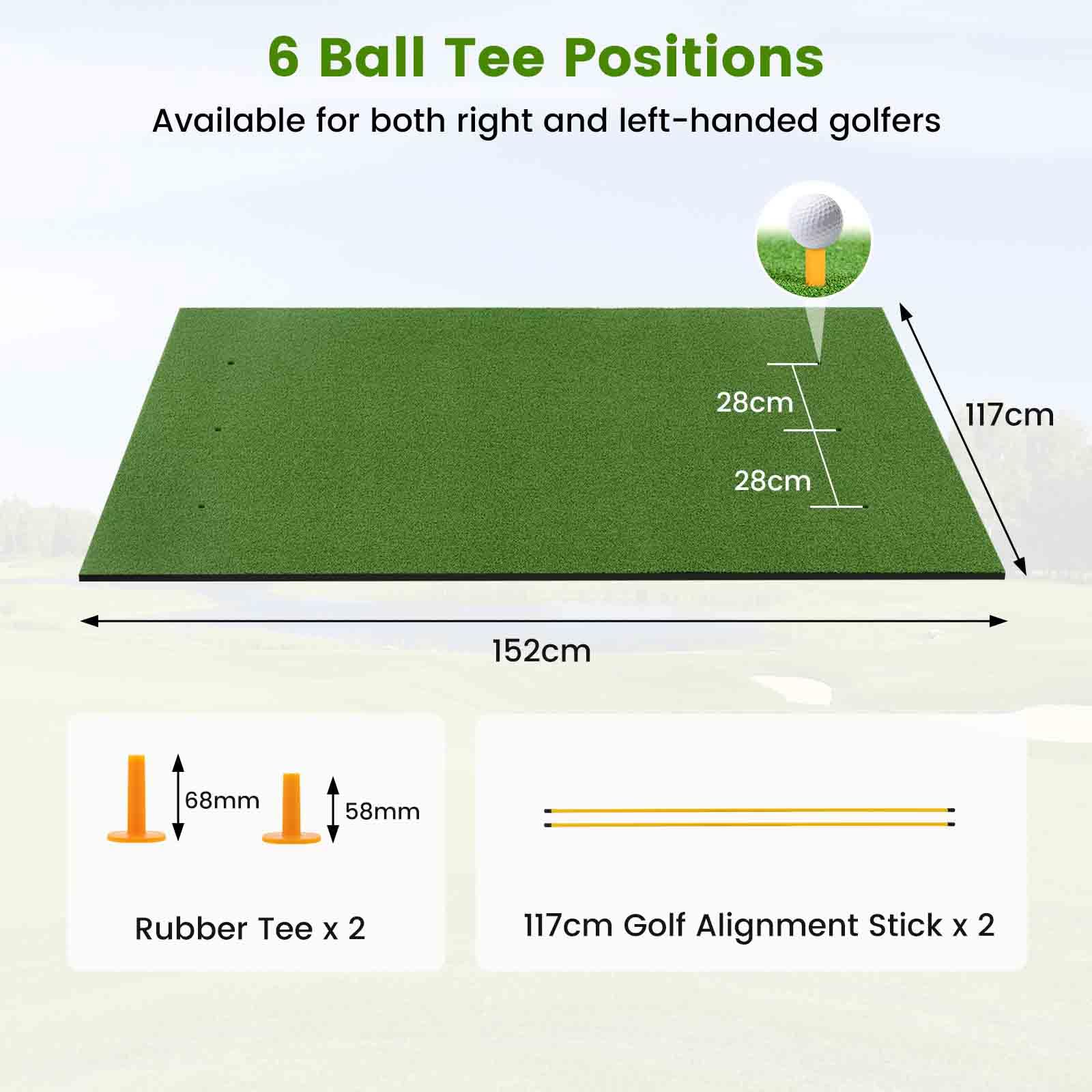 LIFEZEAL Esterilla de Entrenamiento de Golf, Alfombra de Golf con 2 Tees, 6 Agujeros y 2 Postes de alineación, Esterilla de Golf de EVA Plegable para Interior y Exterior