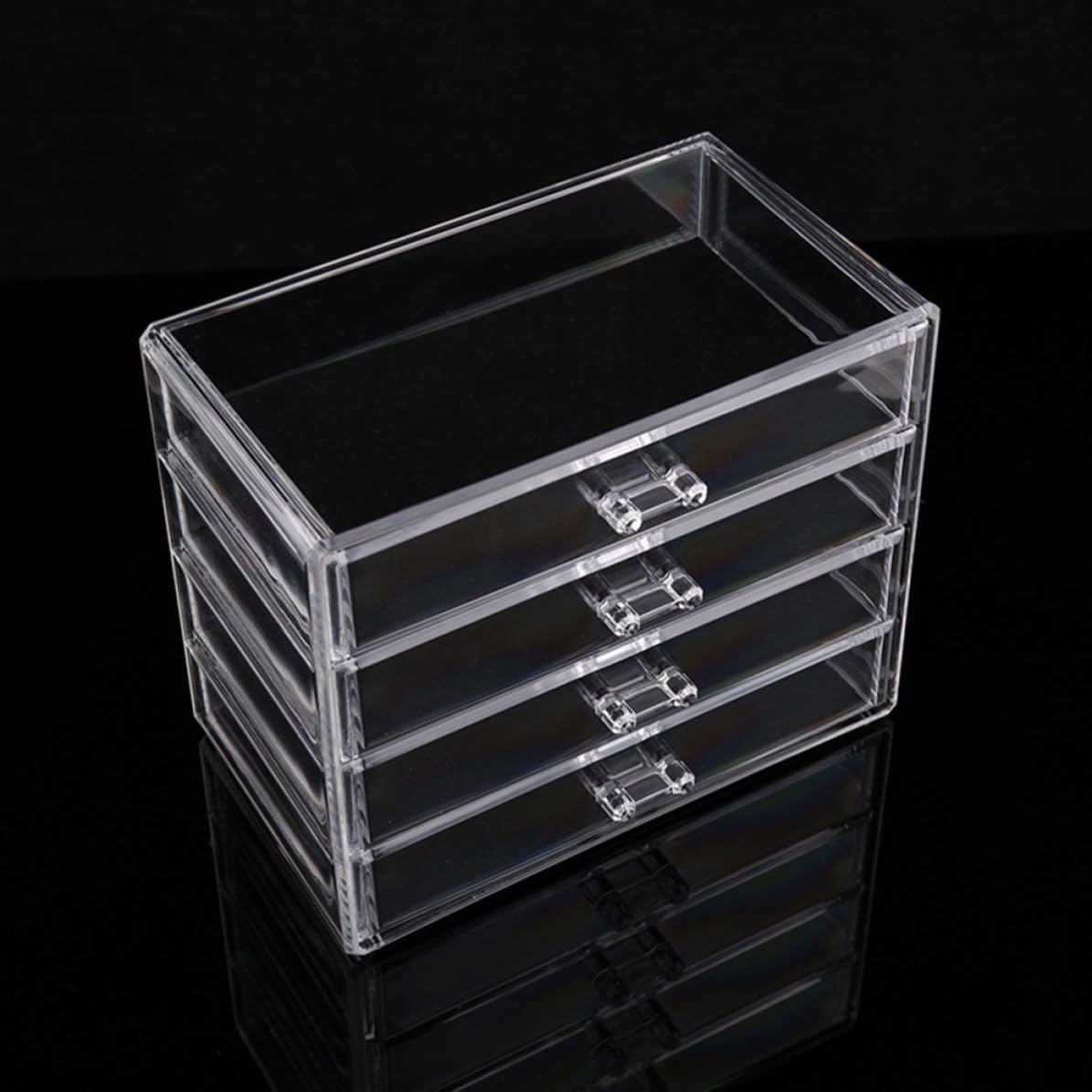 Tragbare Kosmetik Aufbewahrungsbox aus Kunststoff mit 4 Ebenen Make Up Organizer und Schmuckbox für Schminke und Ringe Zuhause