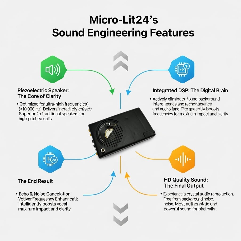 MultiSound - Micro-Lit llamador de Aves Digital. Reclamo electrónico para pájaros con Control Remoto. Específico para zorzales y alondras y en General para Todas Las pequeñas migratorias.