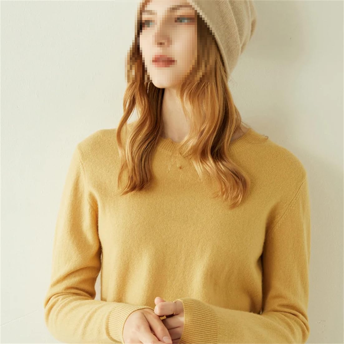Suéter De Mujer Jersey De Cachemira Cálido Knitwaer Cuello Redondo Suéter De Lana Sólida
