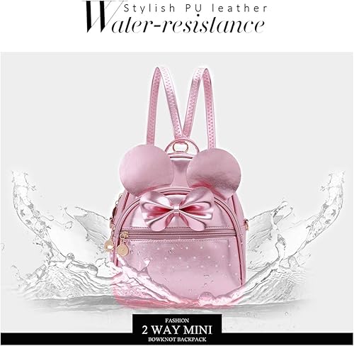 Miniatura 6 de KL928 - Mochila mini con diseño de lunares lindo y moño para niñas, convertible a bandolera y bolso para mujeres