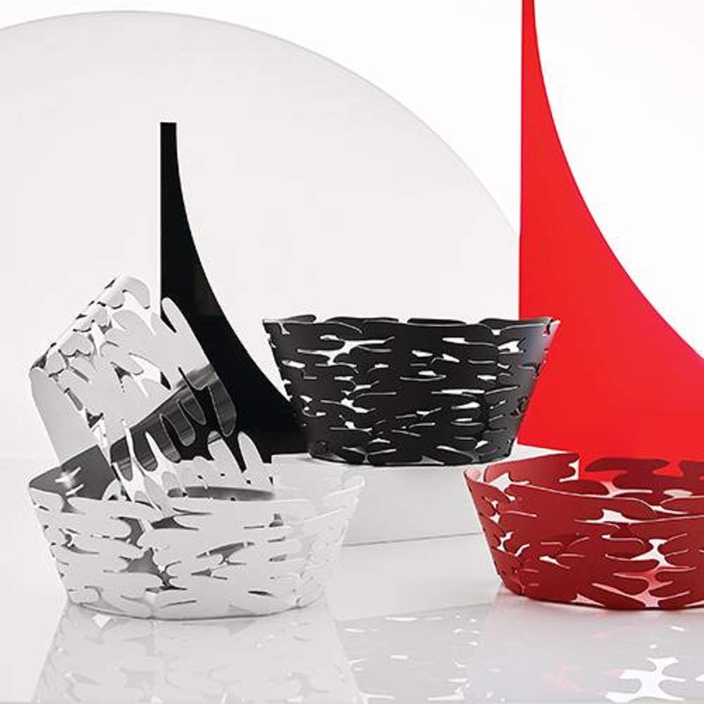 Alessi Barket BM10/21 - Cestino di Design con Decoro Traforato in Acciaio Inox, 21 cm