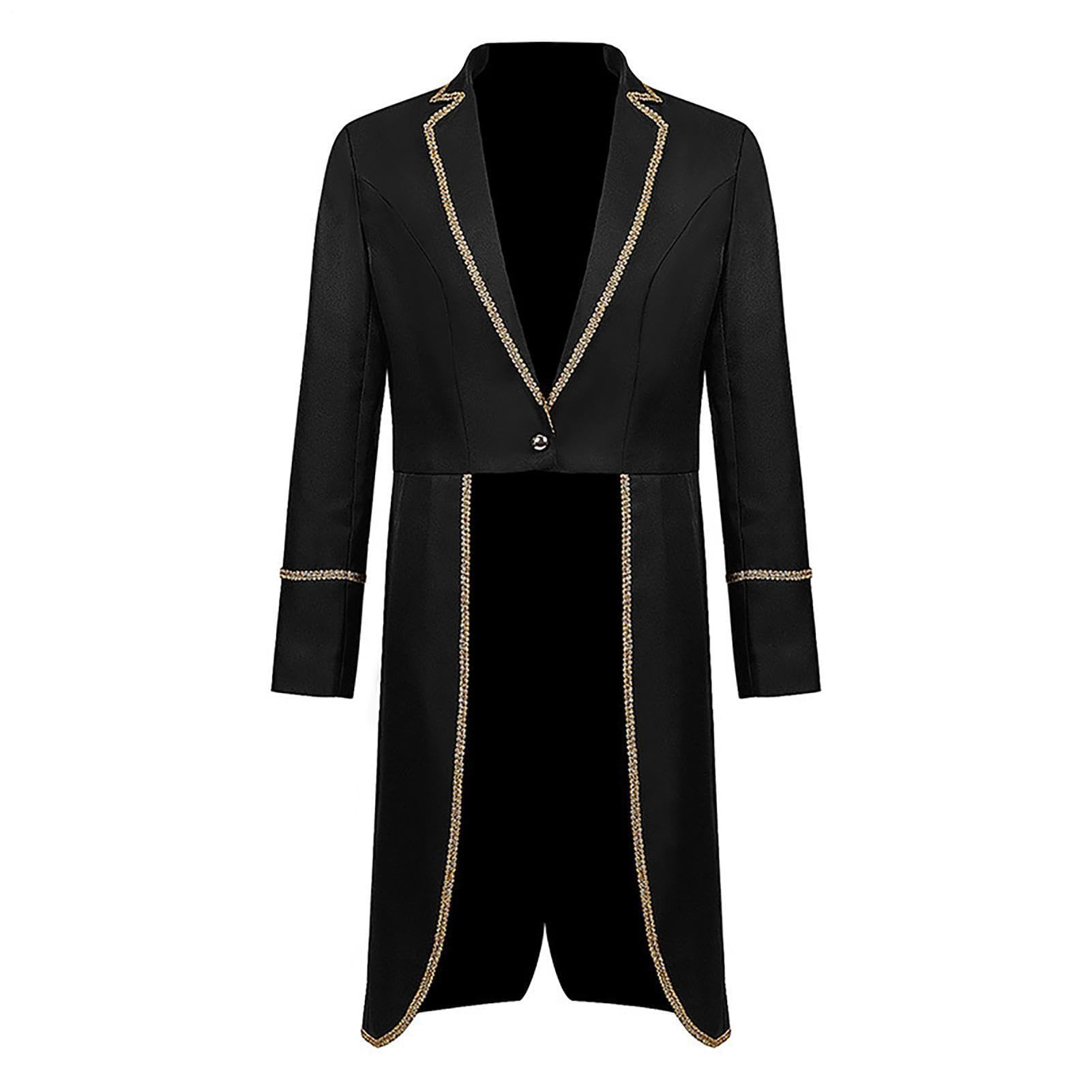 Steampunk Tailcoat - Disfraz gótico vintage de Halloween con ribete dorado